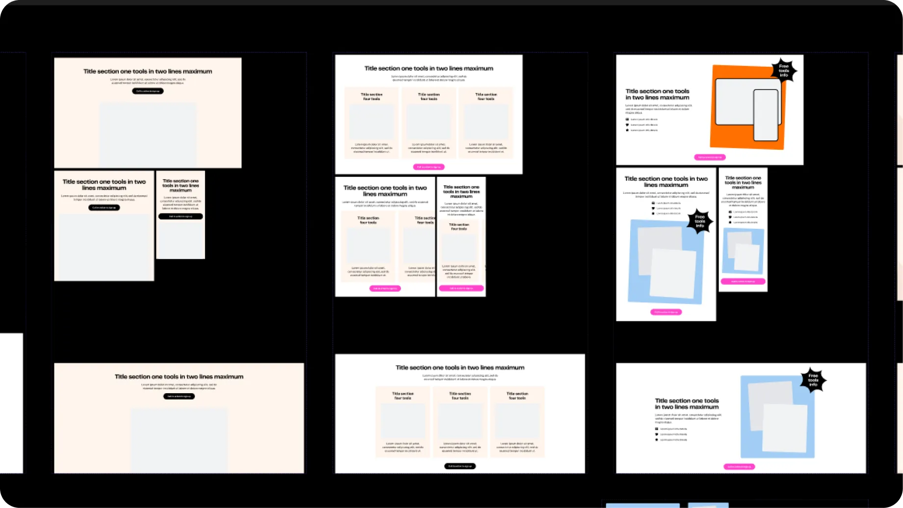 Inventory of section blocks: featured-section variants, as kept in Figma